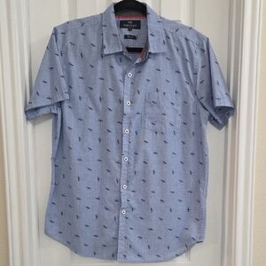 Michael Brandon Blue Patterned Men's Shirt
